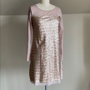 Alanred Gold Sequin Dress with Mesh Sleeves